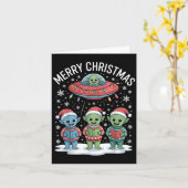 Funny Alien Trio Merry Ugly Weihnachtsmannmütze Gi Karte (Gelbe Blume)