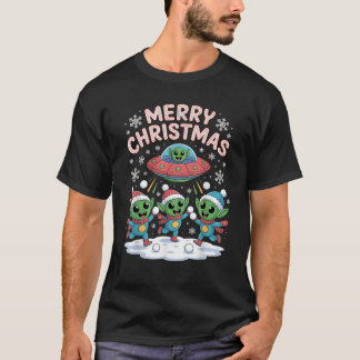 Funny Alien Trio Merry Ugly Weihnachtsmannmütze Gi T-Shirt