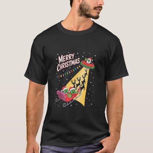 Funny Alien Trio Merry Ugly Weihnachtsmannmütze Gi T-Shirt (Vorderseite)