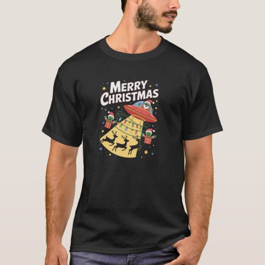 Funny Alien Trio Merry Ugly Weihnachtsmannmütze Gi T-Shirt (Vorderseite)