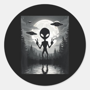 Funny Alien Uap Extraterrestrial Ufos Kosmische Be Runder Aufkleber