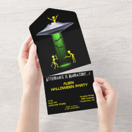 Funny Alien 🎅 🛸 UFO-Halloween-Party All In One Einladung