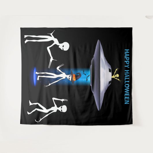 Funny Alien 🎅 🛸 UFO-Halloween-Party Wandteppich (Vorderseite (Horizontal))