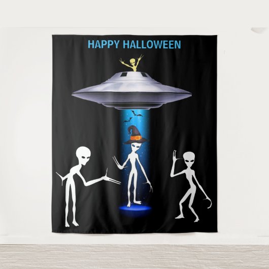 Funny Alien 🎅 🛸 UFO-Halloween-Party Wandteppich (Vorderseite)
