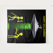 Funny Alien 🎅 🛸 UFO-Halloween-Party Wandteppich (Vorderseite (Horizontal))