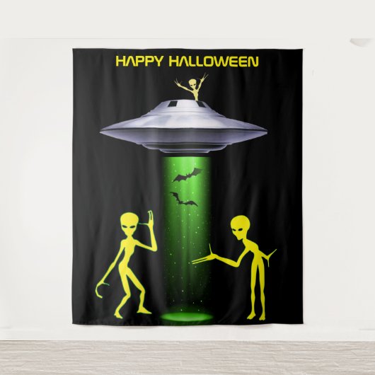 Funny Alien 🎅 🛸 UFO-Halloween-Party Wandteppich (Vorderseite)