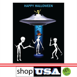 Funny Alien 🎅 🛸 UFO-Halloween-Party Wandteppich