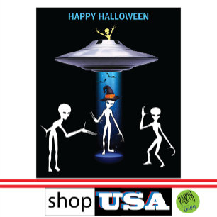 Funny Alien 🎅 🛸 UFO-Halloween-Party Wandteppich