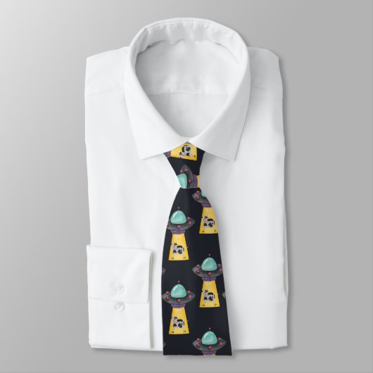 Funny Alien UFO Neck Tie Krawatte (Gebunden)
