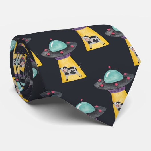 Funny Alien UFO Neck Tie Krawatte (Gerollt)