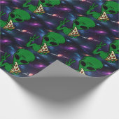 Funny Alien UFO Pizza UAP Geschenkpapier (Ecke)