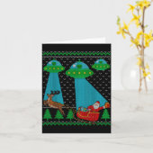 Funny Alien Ufo Santa Sleigh Ugly Christmas Sweate Karte (Gelbe Blume)