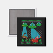 Funny Alien Ufo Santa Sleigh Ugly Christmas Sweate Magnet (Vorderseite/Rückseite)