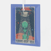 Funny Alien UFO Space Conspiracy Ornament Aus Glas (Vorderseite links)