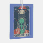 Funny Alien UFO Space Conspiracy Ornament Aus Glas (Vorderseite Rechts)