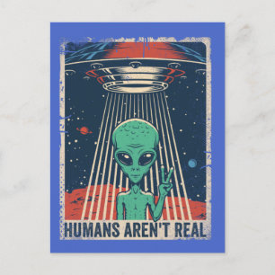 Funny Alien UFO Space Conspiracy Postkarte