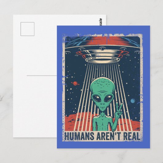 Funny Alien UFO Space Conspiracy Postkarte (Vorne/Hinten)