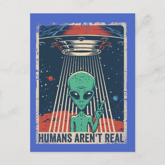 Funny Alien UFO Space Conspiracy Postkarte (Vorderseite)