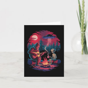 Funny Alien und Bigfoot Campfire Monument Ufo Adve Karte