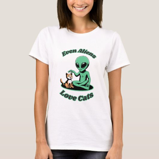 Funny Alien und Funny Cat. Funny Animal T-Shirt (Vorderseite)