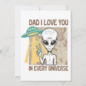 Funny Alien Vater I Liebe Sie in jedem Universum Einladung (Vorderseite)