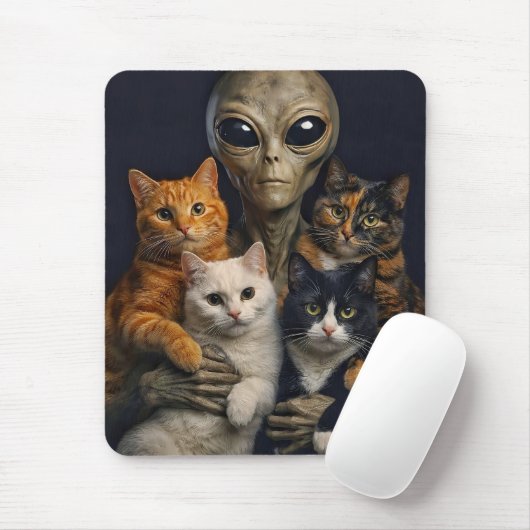 Funny Alien with Cats Renaissance Art Mousepad (Mit Mouse)