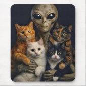 Funny Alien with Cats Renaissance Art Mousepad (Vorne)