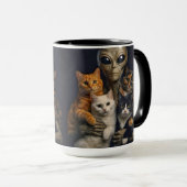 Funny Alien with Cats Renaissance Art Tasse (VorderseiteRechts)