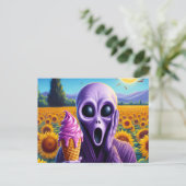 Funny Alien with Melmeling Ice Cream Imitats Van G Postkarte (Stehend Vorderseite)