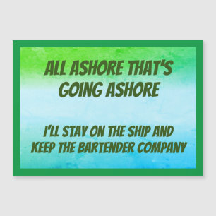 Funny All Ashore Stateroom Door Marker Magnetkarte