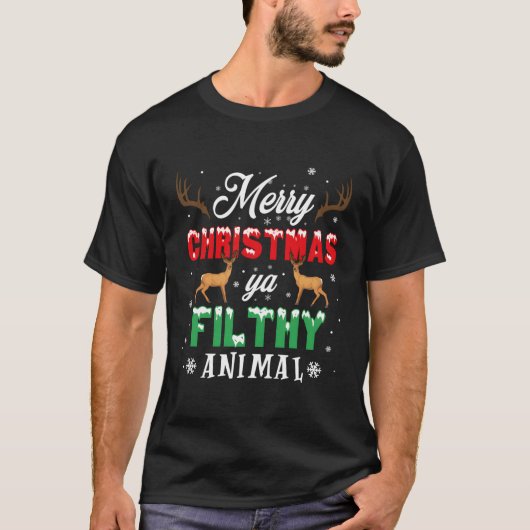 Funny allein bei Zuhause Movies Frohe Weihnachten T-Shirt (Vorderseite)