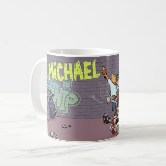 Funny Alley Cats Add The Name Skateboard Graffiti Kaffeetasse (Vorderseite Links)
