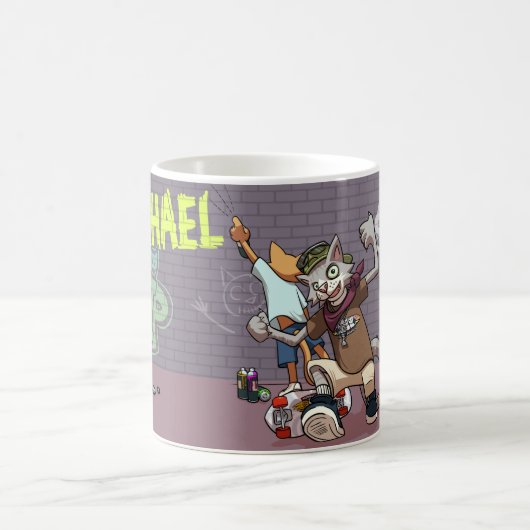 Funny Alley Cats Add The Name Skateboard Graffiti Kaffeetasse (Mittel)