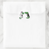 Funny Alligator Brie and Groom Cartoon Runder Aufkleber (Tasche)