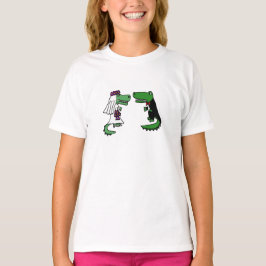Funny Alligator Brie and Groom Cartoon T-Shirt