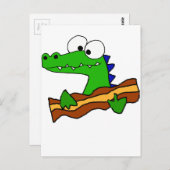 Funny Alligator Eating Bacon Artwork Postkarte (Vorne/Hinten)