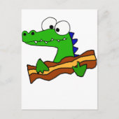 Funny Alligator Eating Bacon Artwork Postkarte (Vorderseite)