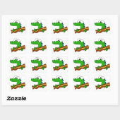 Funny Alligator Eating Bacon Artwork Quadratischer Aufkleber (Blatt)