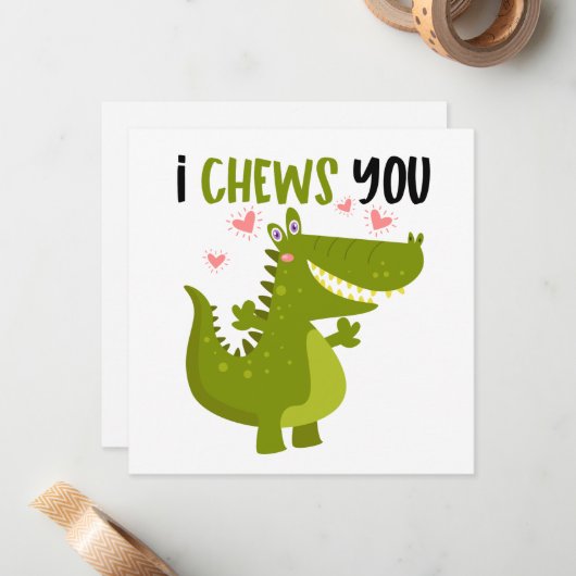 Funny Alligator Liebe puff Mitteilungskarte (Vorderseite/Rückseite Beispiel)