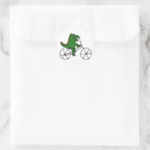 Funny Alligator Reiten Fahrrad Cartoon Runder Aufkleber (Tasche)