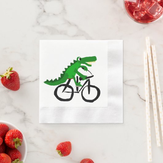 Funny Alligator Reiten Fahrrad Serviette (Beispiel)
