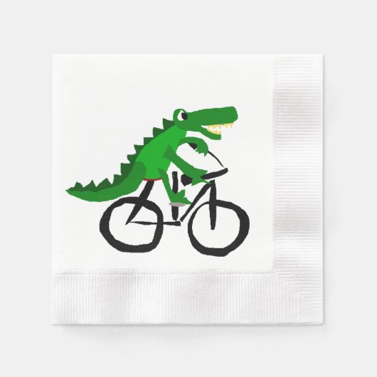 Funny Alligator Reiten Fahrrad Serviette (Vorderseite)