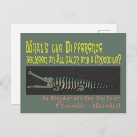 Funny Alligator Riddle für Kinder Postkarte (Vorne/Hinten)