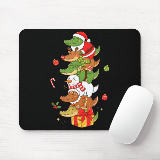 Funny Alligator Santa Elf Snowman Christmas Womens Mousepad (Mit Mouse)