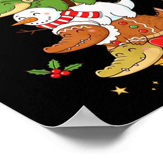 Funny Alligator Santa Elf Snowman Christmas Womens Poster (Ecke)