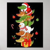 Funny Alligator Santa Elf Snowman Christmas Womens Poster (Vorne)
