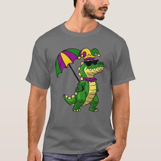 Funny Alligator Wearing Jester And Sunglasses Funn T-Shirt (Vorderseite)