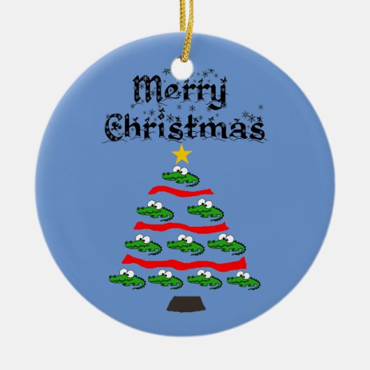 Funny Alligator Weihnachtsbaum Cartoon Keramik Ornament (Vorne)