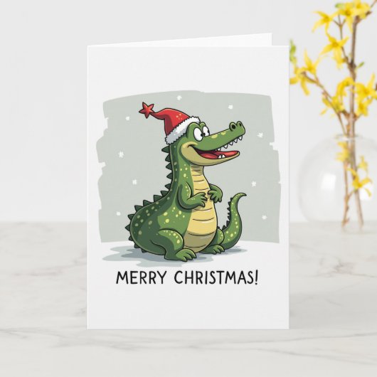 Funny Alligator Weihnachtskarte Karte (Gelbe Blume)
