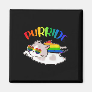 Funny Ally Cat Purride Lgbtq Gay Pride Rainbow Kid Magnet